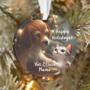 Ornamento Gatinho Cinto e Puppy Veterinarian