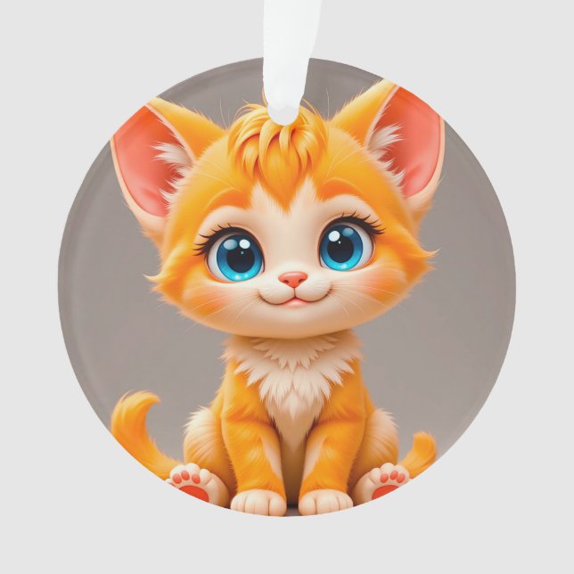 Ornamento Gatinho Laranja Desenho Fofo (Frente)