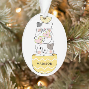 Ornamento Gatinhos de Cute de Nome Personalizado