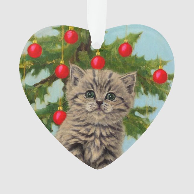 Ornamento Gato Antigo e Árvore de Natal (Frente)