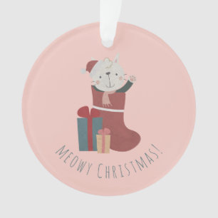 Ornamento Gato branco bonito nas Meias de Natal