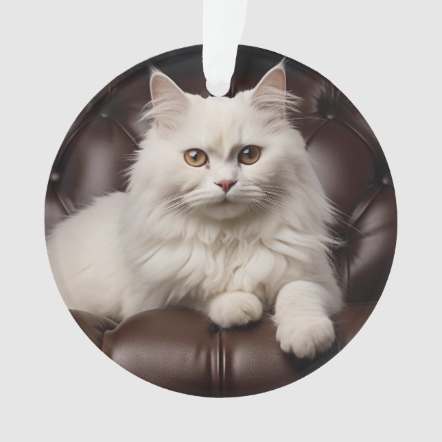 Ornamento Gato branco majestoso (Frente)