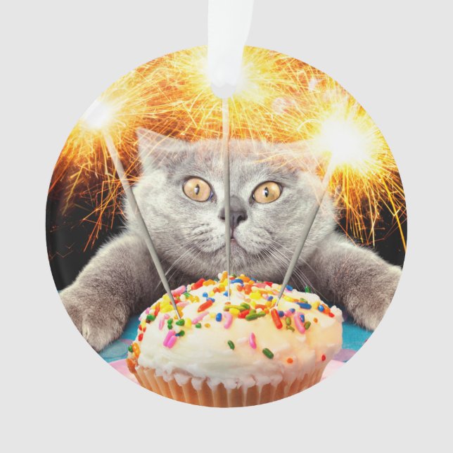 Ornamento Gato com Cupcake (Frente)