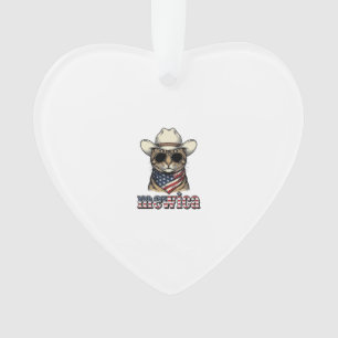 Ornamento Gato Cowboy Patriótico Mewica Design Vetorial Vint