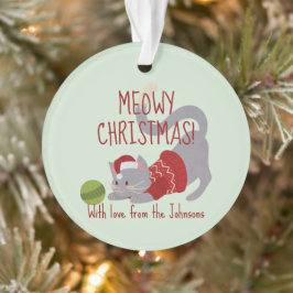 Ornamento Gato de Cinza bonito com chapéu de Natal