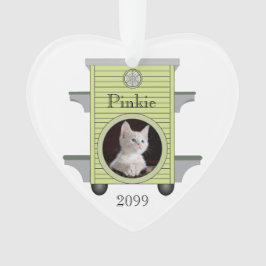 Ornamento Gato de Gatinho de Natal Carregando Foto para Cat