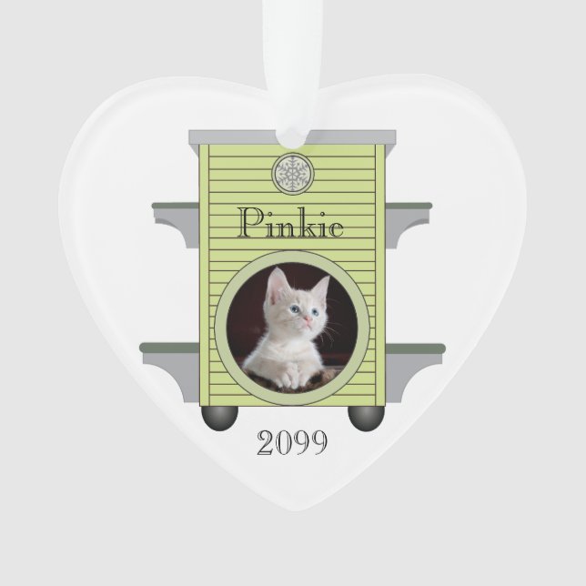 Ornamento Gato de Gatinho de Natal Carregando Foto para Cat  (Frente)