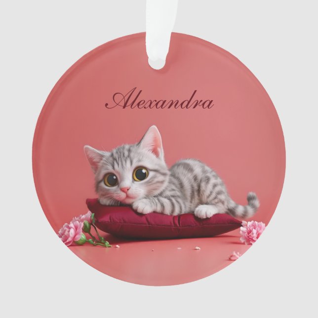 Ornamento Gato de janeiro bonito com cravos (Frente)