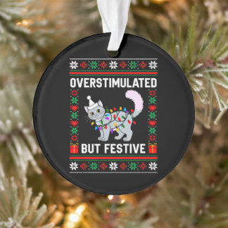 Ornamento Gato de Natal Feio Supervitalizado Mas Festivo