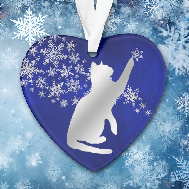 Ornamento Gato de Neve Azul com Floco de Neve (Criador carregado)