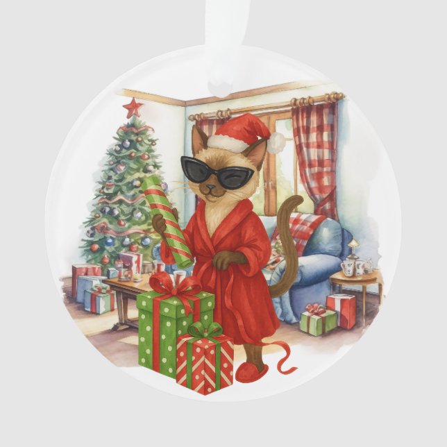 Ornamento Gato está boxeando no Natal (Frente)