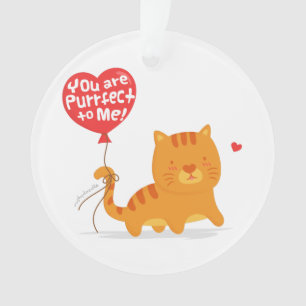 Ornamento Gato Fofo com Balão em Forma de Coração