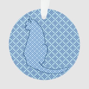 Ornamento Gato Japonês - Blue Kimono Impressão