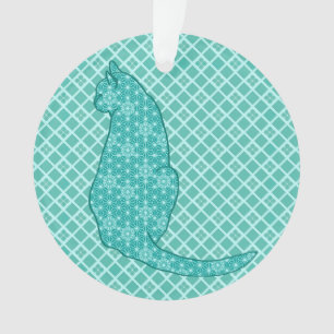 Ornamento Gato Japonês - Turquoise Kimono Impressão