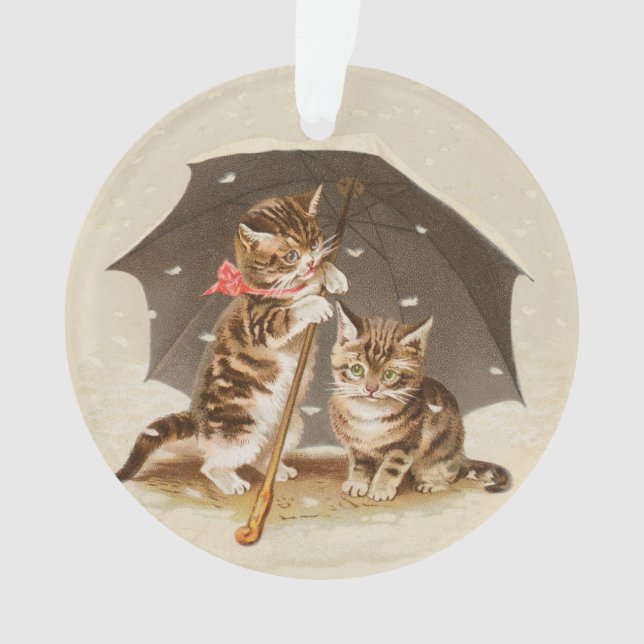 Ornamento Gato Kitten gatinho antigo vintage bonito (Frente)