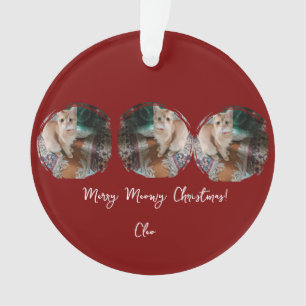Ornamento Gato laranja, Personalizar Texto Foto, Feliz Natal