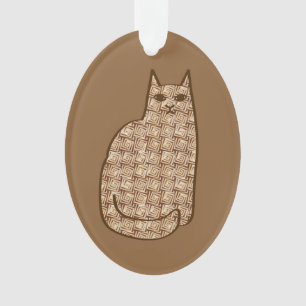 Ornamento Gato moderno do século médio, bege e castanho clar