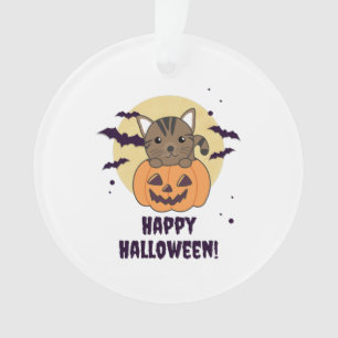 Ornamento Gato Na Abóbora Gatos Doce Feliz Dia das Bruxas