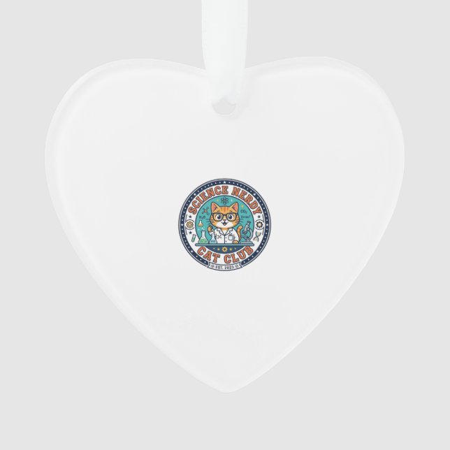 Ornamento Gato Nerdy de Ciência Presente para Mãe de Gato -  (Frente)