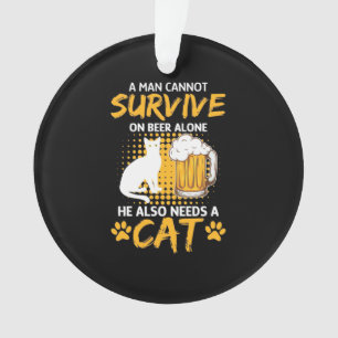 Ornamento Gato Passa Um Homem Com Cerveja E Gato
