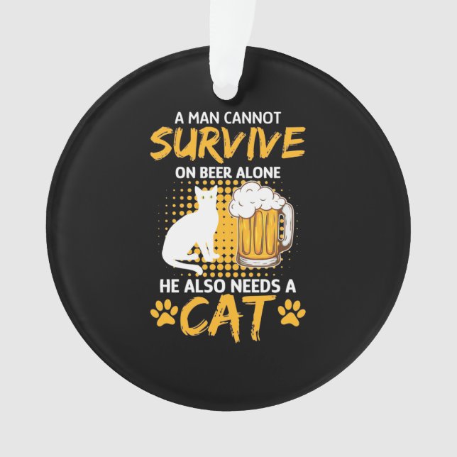 Ornamento Gato Passa Um Homem Com Cerveja E Gato (Frente)