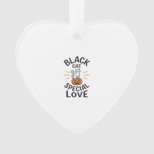 Ornamento Gato Preto Amor Especial Design de Vetor de Gato d