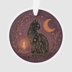 Ornamento Gato Preto Místico Celestial Witchy Halloween Góth