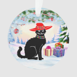 Ornamento Gato Preto Natal