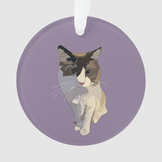 Ornamento Gato Ragdoll, Roxo Empoeirado (Frente)