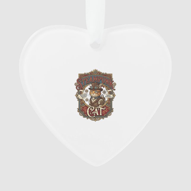 Ornamento Gato Steampunk Vintage Steampunk Gato (Frente)