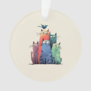 Ornamento Gatos Coloridos Empilhados – Arte de Gato Capricho
