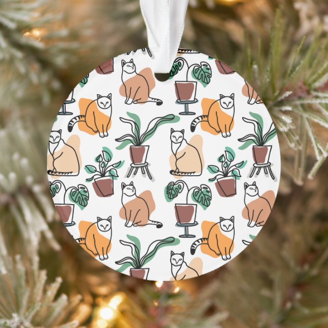 Ornamento Gatos e flores para desenho de linhagens (Árvore)