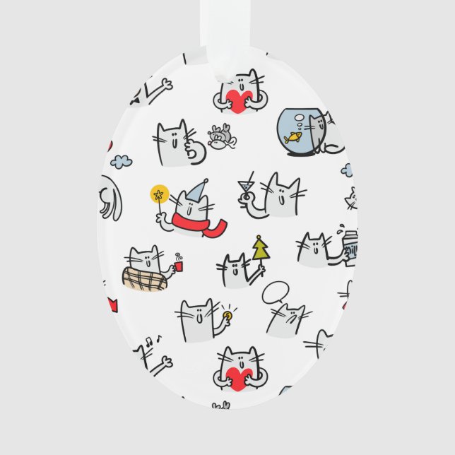 Ornamento Gatos engraçados, leite e magia. (Frente)