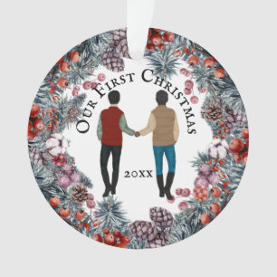 Ornamento Gay casal caucasiano africano, homem cupido