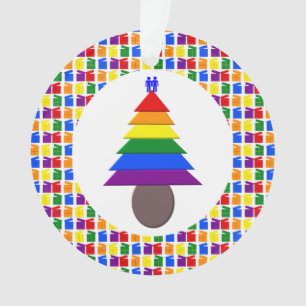 Ornamento Gay Men Rainbow Christmas Tree and Presents