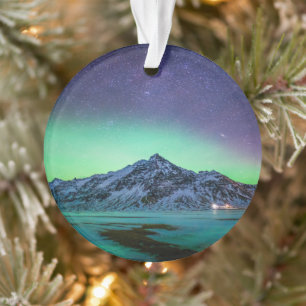 Ornamento Gelo e neve Aurora Borealis Via Látea Islândia
