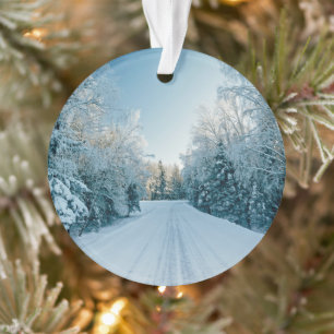 Ornamento Gelo e neve Frozen Winter Road Russia, Sibéria