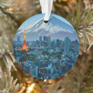 Ornamento Gelo e neve Linha telefônica do Monte Fuji & Tok
