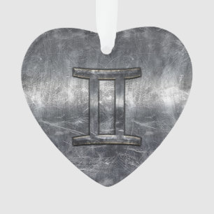 Ornamento Gemini Sinal Zodíaco em Estilo de Aço Industrial