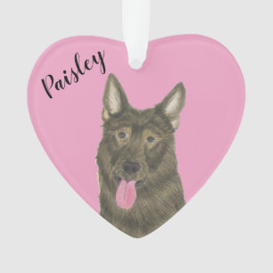 Ornamento German shepherd Sable (Sable) de Coração Rosa Pers