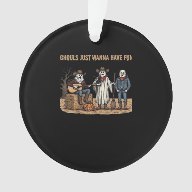 Ornamento Ghouls Só Quer Divertir-Se Com Presentes De Hallow (Frente)