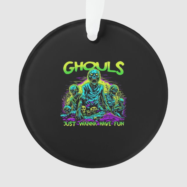 Ornamento Ghouls Só Quer Divertir-Se - Desenho De Lã Hallowe (Frente)