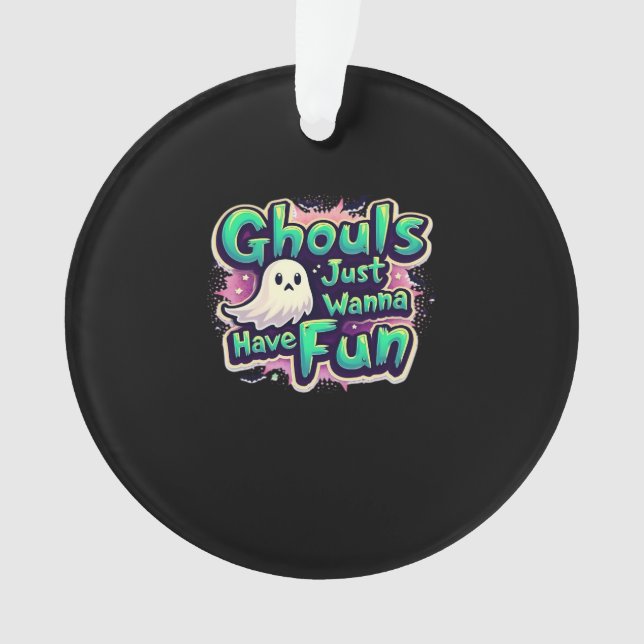Ornamento Ghouls Só Quer Se Divertir - Retrô Halloween (Frente)
