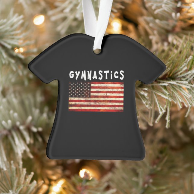 Ornamento Ginástica Grunge Americana Bandeira EUA (Árvore)