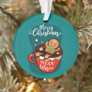 Ornamento Gingerbread Cookie in a mug Adorno acrílico