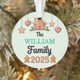 Ornamento Gingerbread House Family Name 2025 Christmas