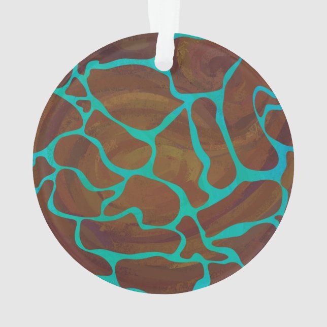 Ornamento Giraffe Brown e Teal Impressão (Verso)