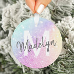 Ornamento Glam Iridescente, Colorida Personalizada com Lâmpa<br><div class="desc">Personalize facilmente este elegante padrão colorido de brilho com seu nome personalizado e/ou monograma.</div>
