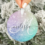 Ornamento Glitter Bokeh Glamorous Elegante<br><div class="desc">Personalize facilmente este elegante padrão colorido de brilho com seu nome personalizado e/ou monograma.</div>