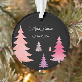 Ornamento Glitter Rosa Preto Monograma